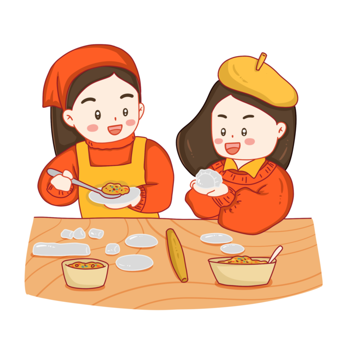 2022虎年新年春节过年场景包饺子