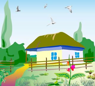 彩色卡通风风景画素描矢量图素材