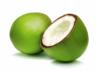 绿皮椰子切开水果摄影图