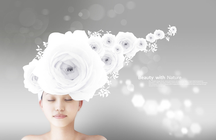 美女鲜花美容背景