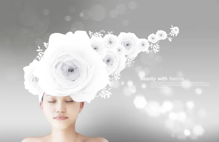 美女鲜花美容背景