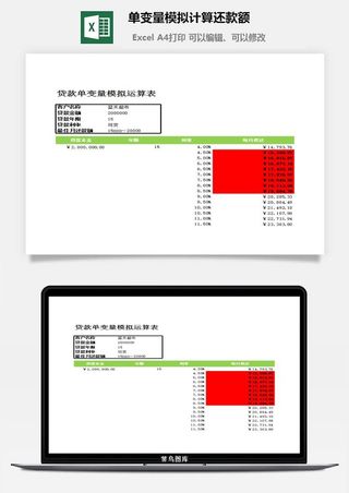 单变量模拟计算还款额excel模板