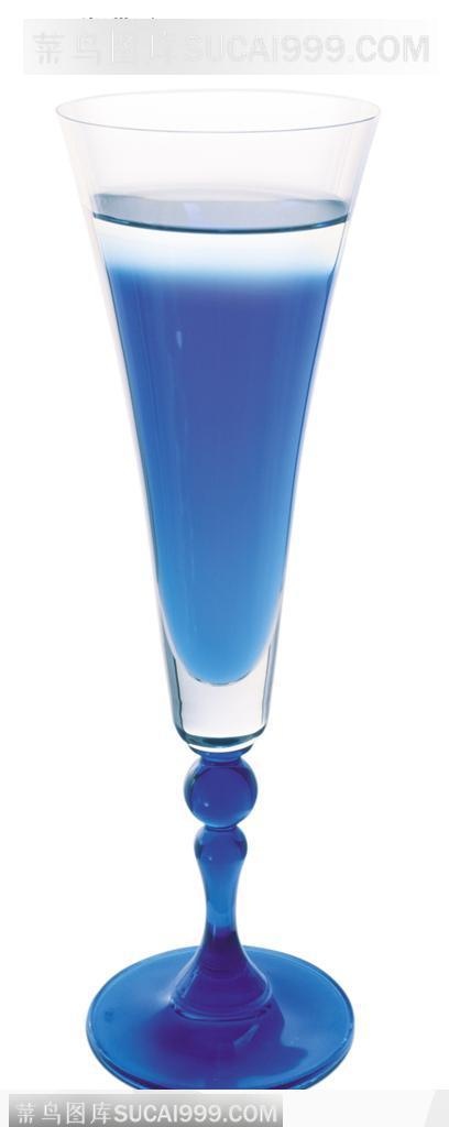 饮料特写-一杯蓝色的酒水