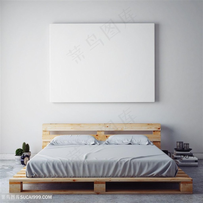 简洁卧室空白装饰画高清图片