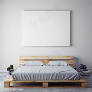 简洁卧室空白装饰画高清图片