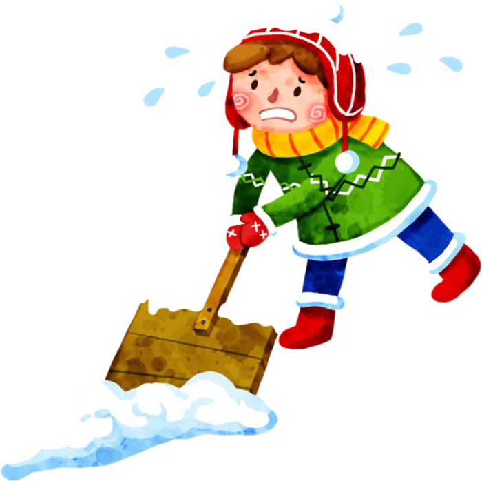 孩子在铲雪
