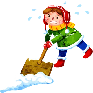 孩子在铲雪