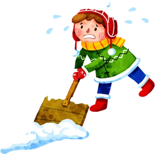 孩子在铲雪
