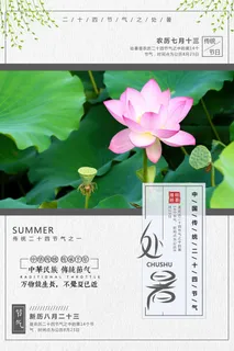 创意清新二十四节气处暑海报 创意清新二十四节气处暑海报