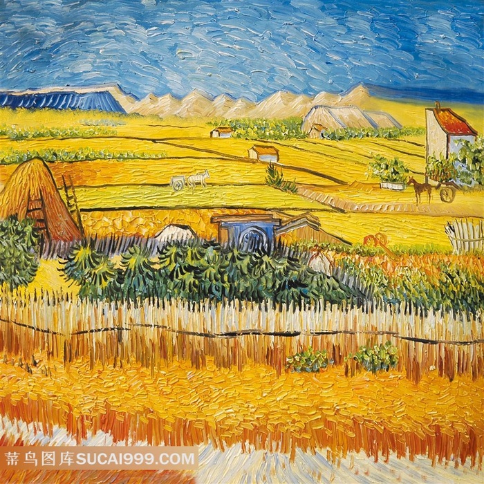 梵高乡间田野油画素材