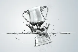 创意水素材-掉落在水里的透明奖杯