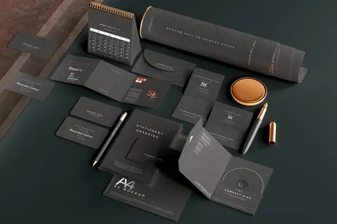 高端暗黑文具类文创VI样机模板