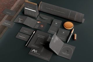 高端暗黑文具类文创VI样机模板