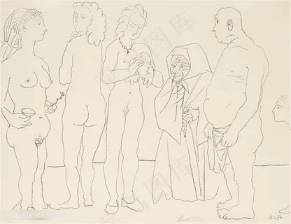 毕加索线描时尚人物裸体艺术