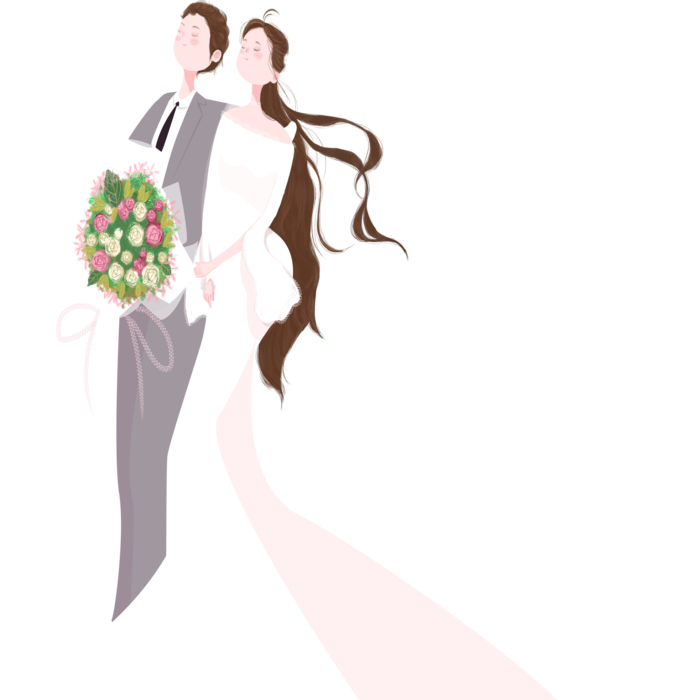 婚纱卡通人物婚礼白纱结婚婚纱摄影手绘