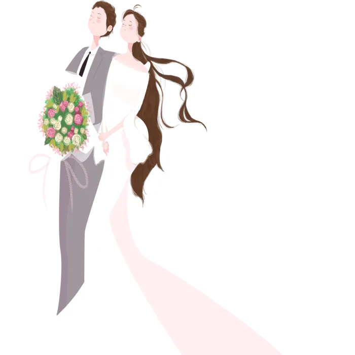 婚纱卡通人物婚礼白纱结婚婚纱摄影手绘