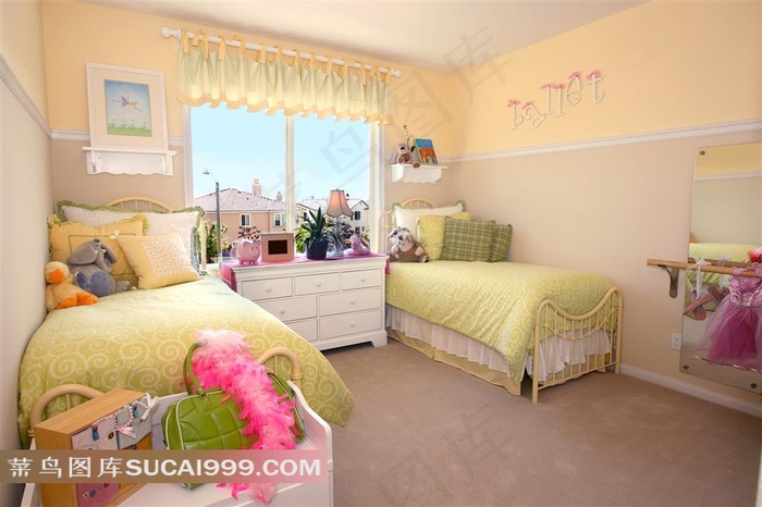 可爱公主房里大床家居摄影高清图片