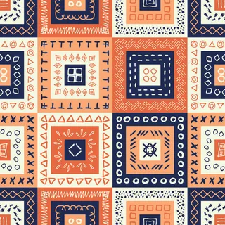 少数民族藏族特色花纹波西米亚风纹理背景图案设计AI矢量图片素材