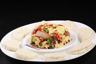 土鸡蛋煎咸肉 (2)