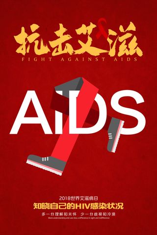 红色简约世界艾滋病日海报