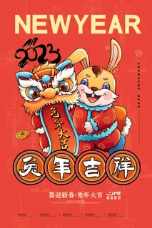 2023兔年新年春节喜庆中国风兔子活动营销海报模板PSD设计素材 2023兔年新年春节喜庆中国风兔子活动营销海报模板PSD设计素材