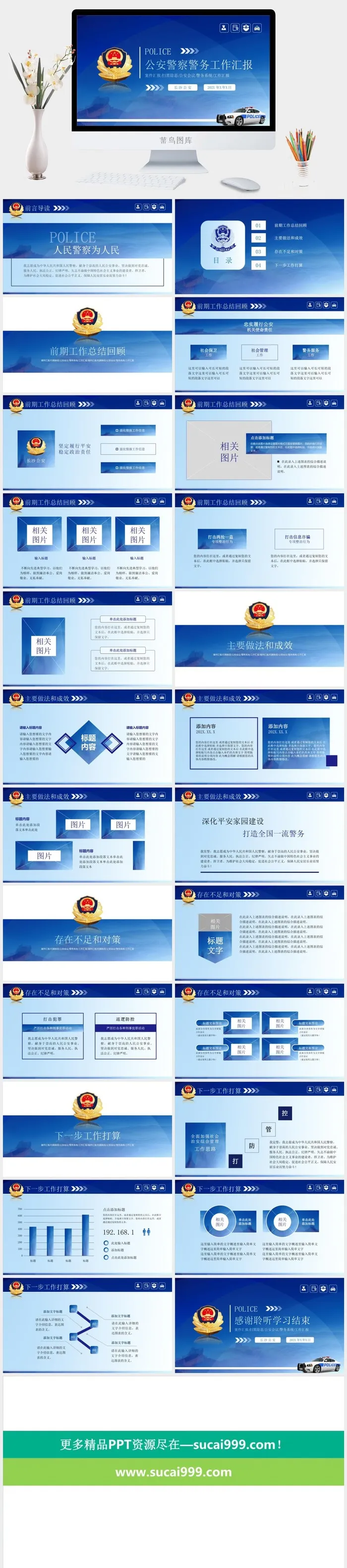 *机关党政警察警务工作汇报PPT模板