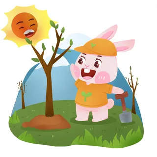 手绘2023兔年新年卡通兔子形象IP插画元素PSD设计素材png图案