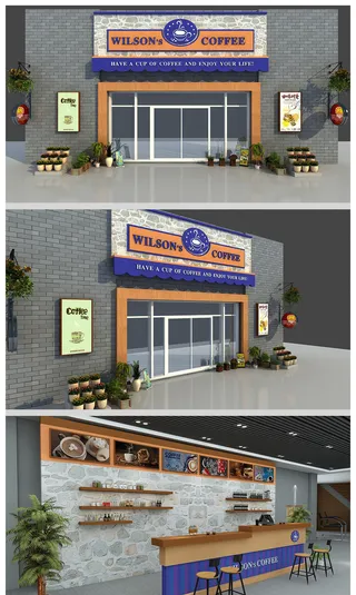 简约大气咖啡店咖啡厅门头设计招牌设计