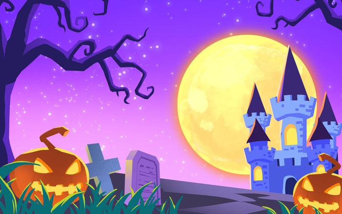 万圣之夜卡通绘画PSD素材