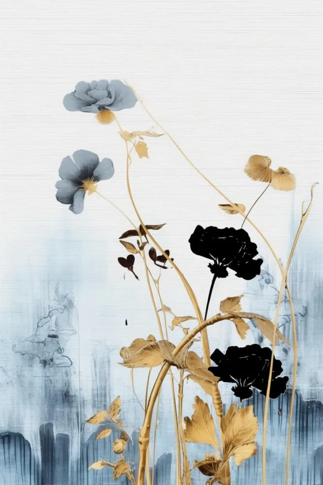 中国风意境线条金色荷花背景(896x1344)