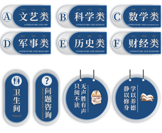 校园图书馆书架分类门牌