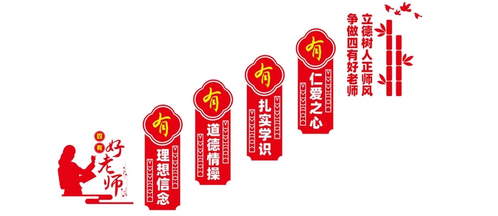 四有好老师楼梯文化墙cdr矢量模版下载