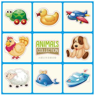 卡通动物不干胶标签贴纸