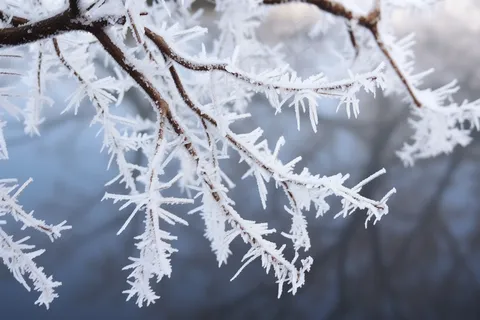 树枝上挂满白霜雾凇清冷感摄影图