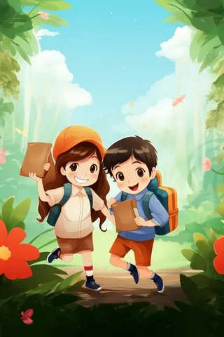 开学学习学生儿童草地背景