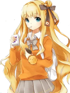 可爱女孩橘色素材简笔卡通