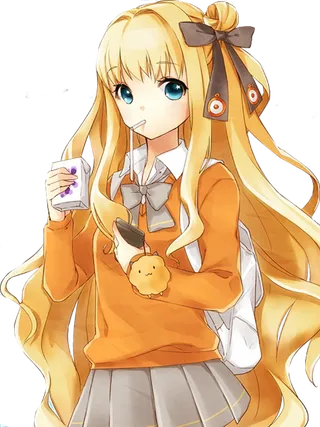 可爱女孩橘色素材简笔卡通