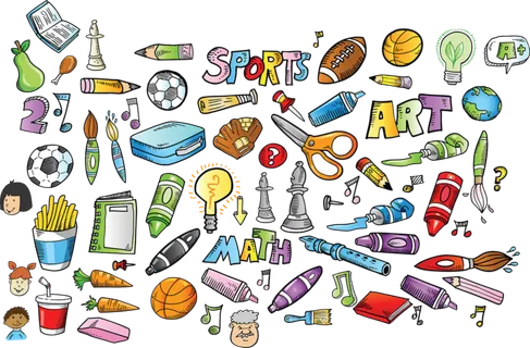 玩具学习用具素材线条图少儿兴趣班