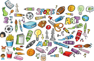 玩具学习用具素材线条图少儿兴趣班