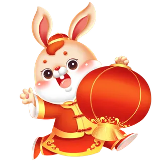 兔子红灯笼-新年春节新春喜庆