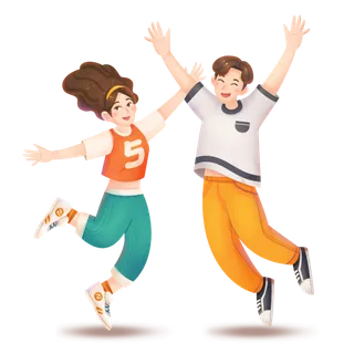 54青年节男女跳跃场景插画