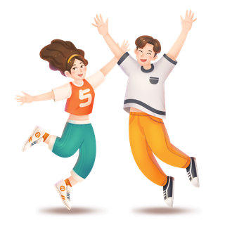 54青年节男女跳跃场景插画