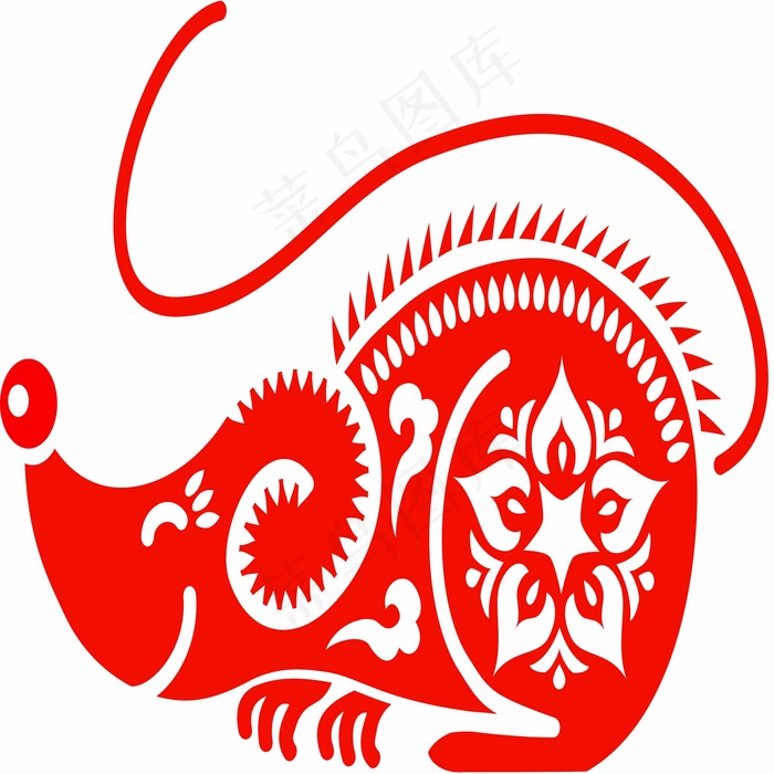 老鼠剪纸 剪纸风元素