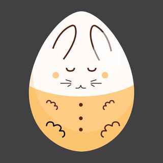 复活节装饰元素手绘插画兔子彩蛋鲜花场景(14)