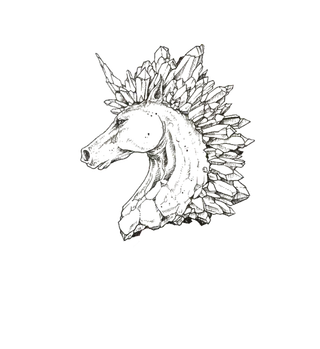 独角兽黑白线条图