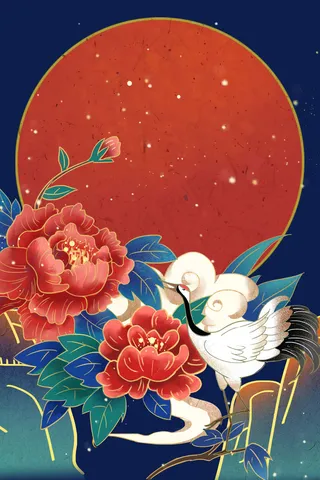 手绘大气国潮风背景中式海报