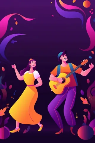 音乐扁平插画晚会背景