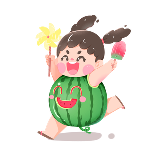 二十四节气小暑大暑初伏奔跑小女孩