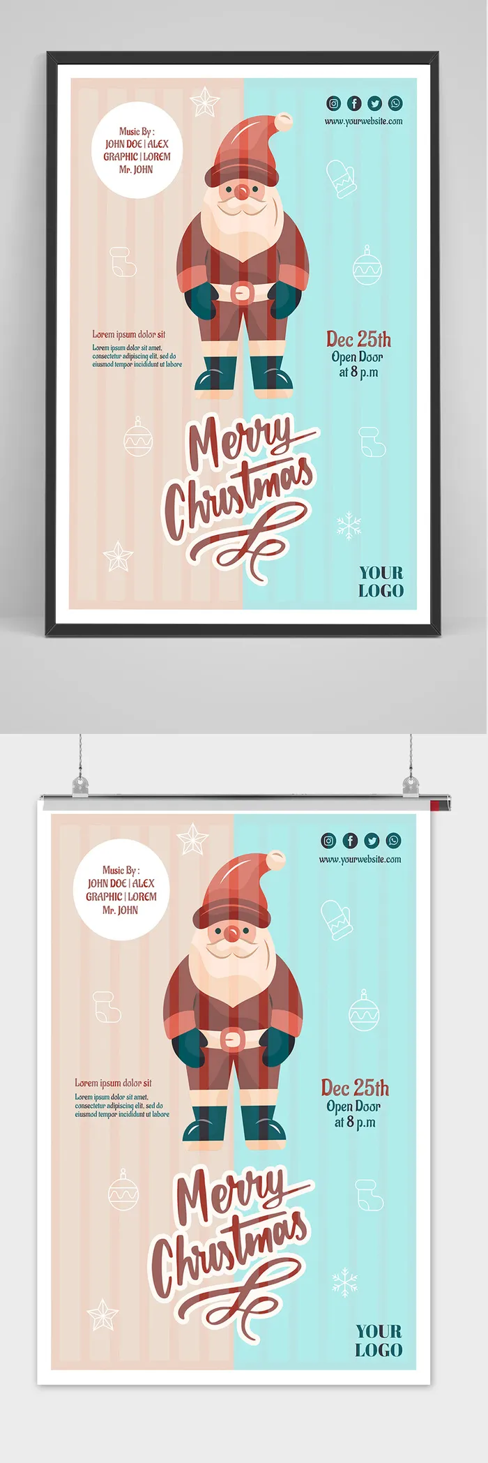 卡通陪你一起过圣诞节促销海报(2480x3508)psd模版下载