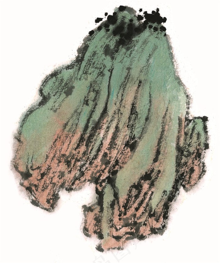 水墨山石工笔国画图片素材